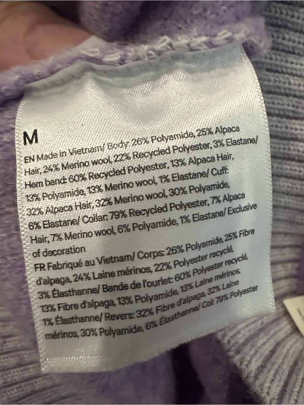 Lululemon Alpaca Wool-Blend V-Neck Sweater Heathered Digital Lavender M - Picture 7 of 9